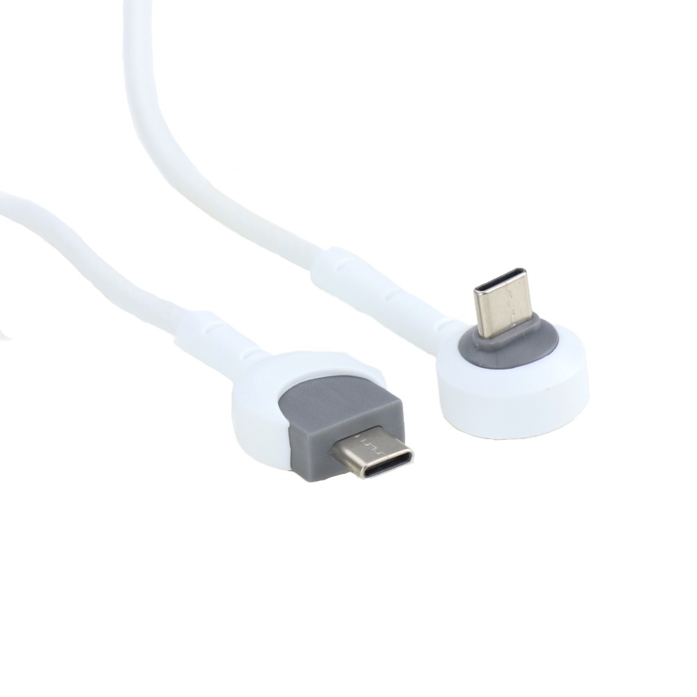 Cabo Tipo C 90° 1m Branco Comp | Carregamento e Dados Rápidos 60W para Smartphone e Notebook