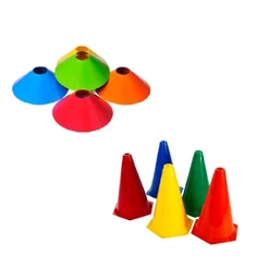 Kit C/ 5 Unidades Cone Demarcatório Half Cone Chapéu Chinês + Kit c/ 5 cones agililidade 24cm - Rythmoon
