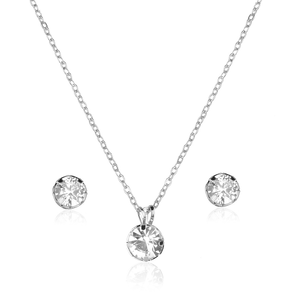 Kit Conjunto Semijoias Colar e Brincos Ponto de Luz com Zirconia Original Presente  CJ16 em Oferta na Shopee