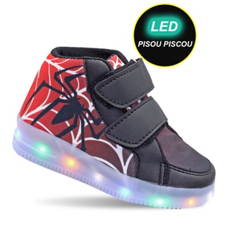 Tenis Botinha infantil masculino luz de led  Homem Aranha crianca em Oferta na Shopee