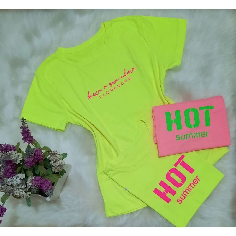 appetite Recently Gate Camiseta neon, camiseta feminina t-shirt neon, baby look neon | Shopee  Brasil