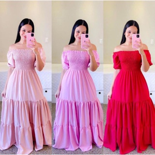 Vestido Longo Estampado Moda Feminina Lastex Chá Revelação Pré Wedding em Oferta na Shopee