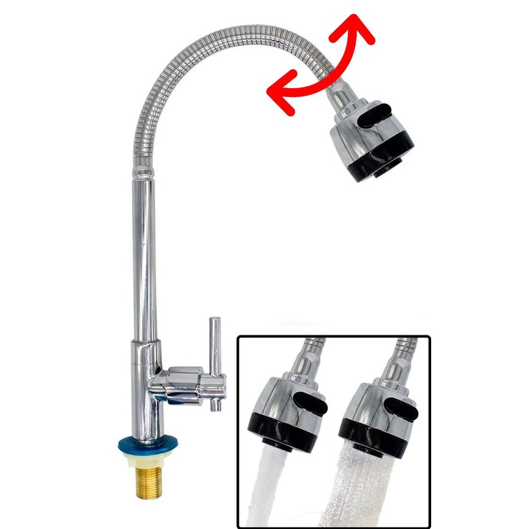 Torneira Gourmet Flexível Cromada Cozinha Mesa Bancada 1/4 Volta Lorben
