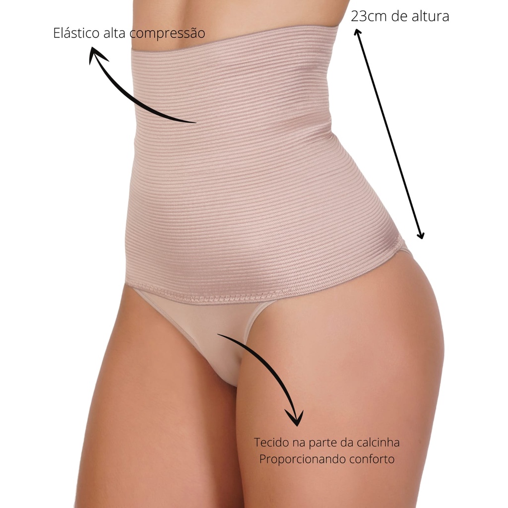 Calcinha Cós Alto Cinta Modeladora Fio Dental Reduz Medidas Modela E Afina  O Corpo Com 20 Cm Moda Intima