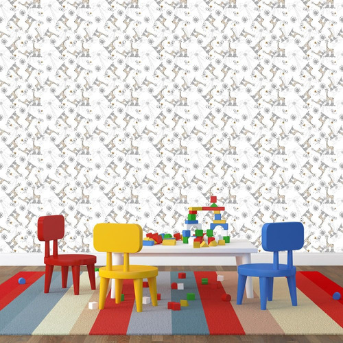 Papel De Parede Infantil Girafa Passarinho 300x58cm