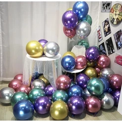 25~75 Unidades Balão Bexiga Metalizado Cromado Número 5 Polegadas Para Festas e Comemorações (CHOCO)