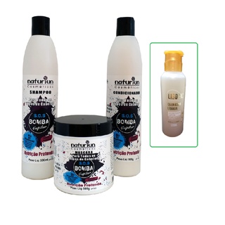 Kit Sos Bomba Capilar Maycrene Nutrição Profunda Crescimento 500ml 3 Produtos + Queratina Liquida - reposição hibrida ( Shampoo + Condicionador + Mascara + Queratina Liquida)