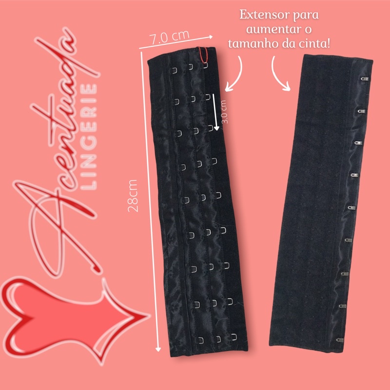 Extensor para Cinta Modeladora | alongador 3 linhas de fecho para espartilho