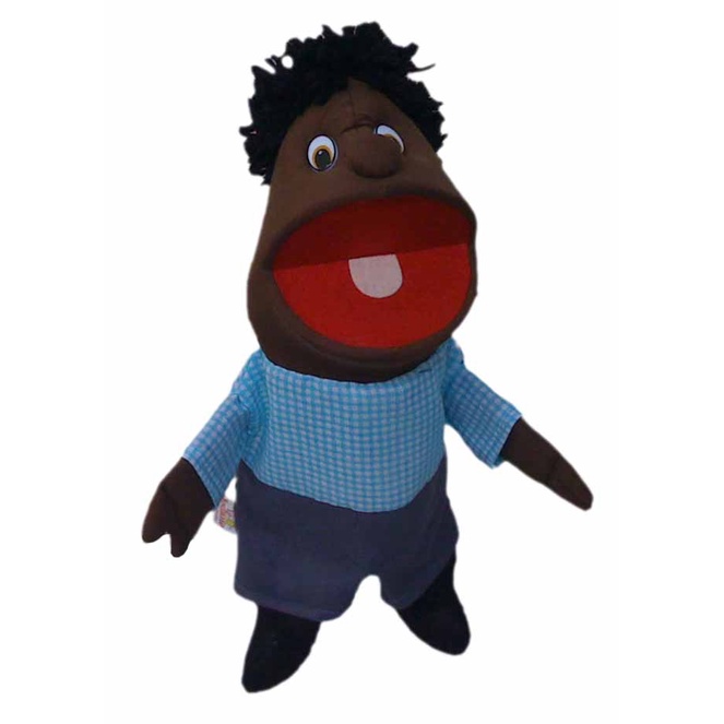 Fantoche De Mão Menino Negro 30cm