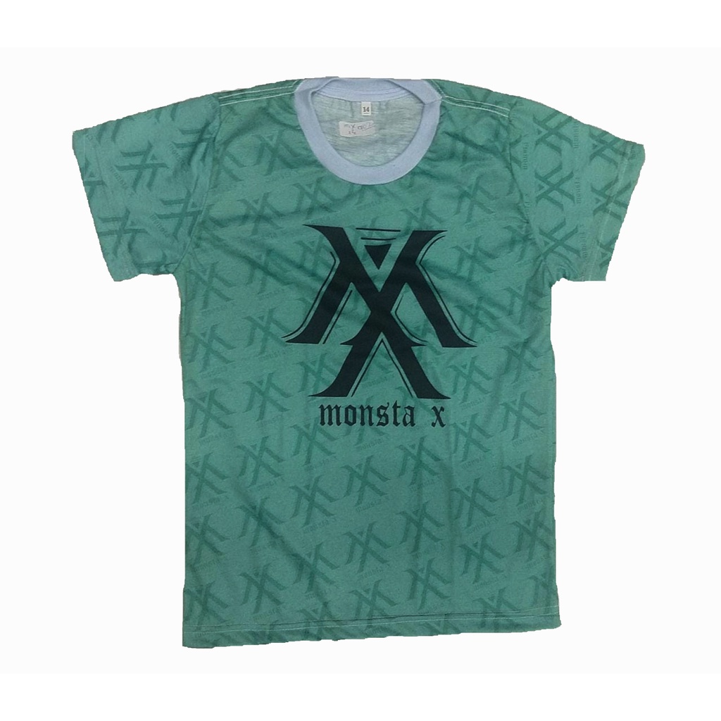 Camiseta Blusa Baby Look Feminino Grupo Kpop Monsta X Logo Azul LUCT02