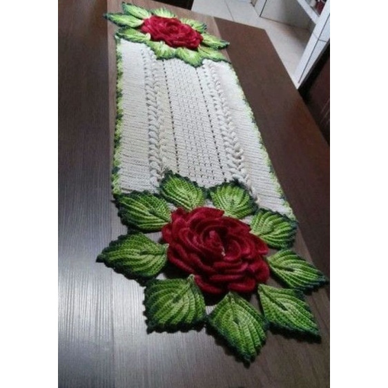 Caminho de mesa rubi Flores de crochê | Shopee Brasil
