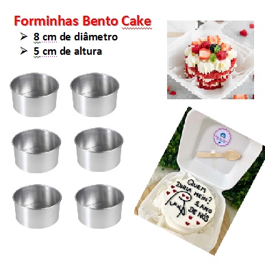 6 Forminhas Bento Cake (Med:8x5) - 250 gramas - MajuFormas em Oferta na Shopee