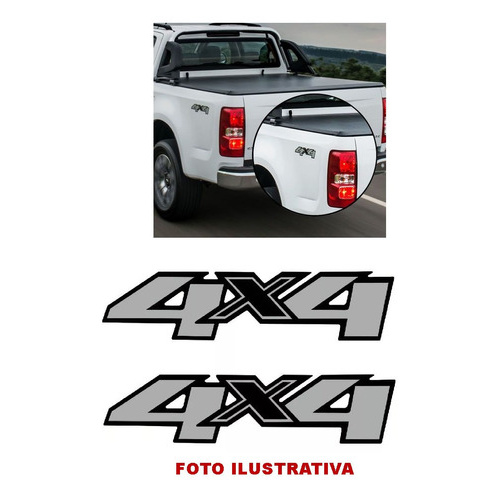 Par Emblema Adesivo 4x4 S-10 2012 2013 Aço Escovado