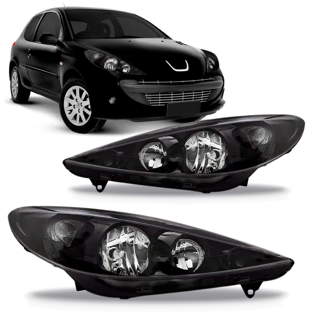Farol Peugeot 207 2009 2010 2011 2012 2013 Máscara Negra em Oferta na Shopee