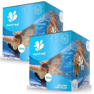 Cloro Granulado Dicloro de Sódio p/ Piscinas e Hidrotanques Light Blue 10 KG c/ 2 Unidades MONTREAL em Oferta na Shopee