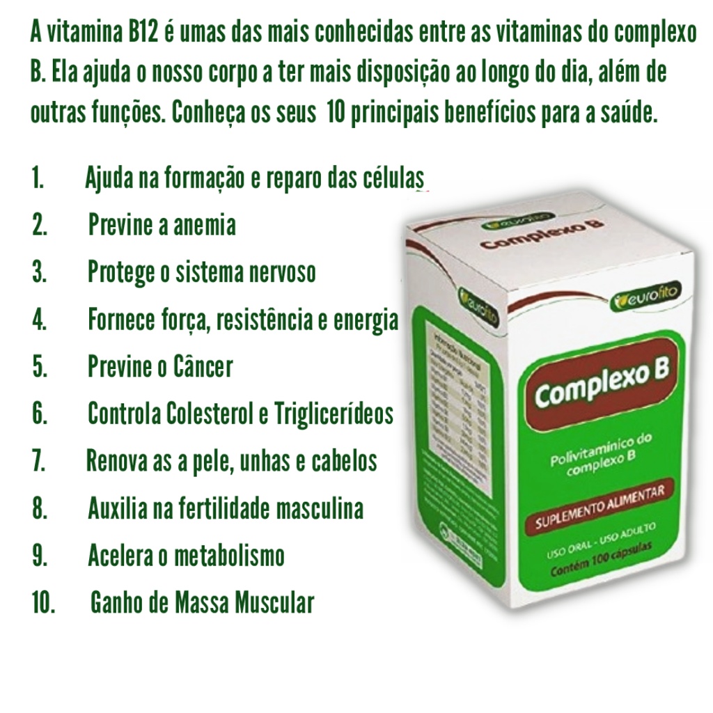 Complexo B Concentrado Com B12 - 100 Cápsulas - Eurofito | Shopee Brasil