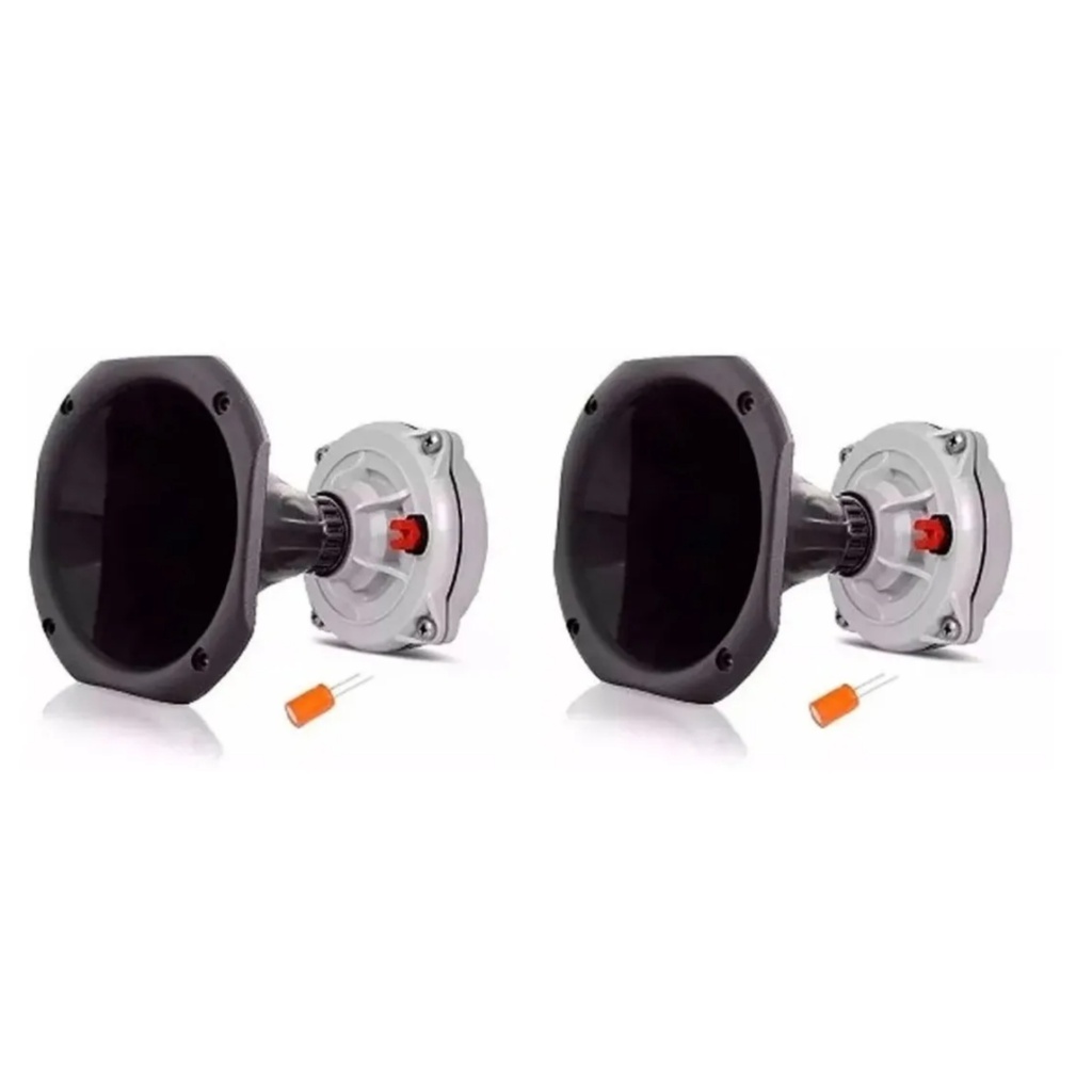 Kit Som Automotivo 2 Driver D250X Musicall 200W + 2 Corneta Curta + 2 Capacitor Para Caixa Trio