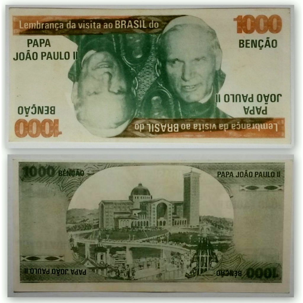 Cédula Fantasia Antiga Da Visita Do Papa João Paulo Há Basílica De Aparecida Em 1980