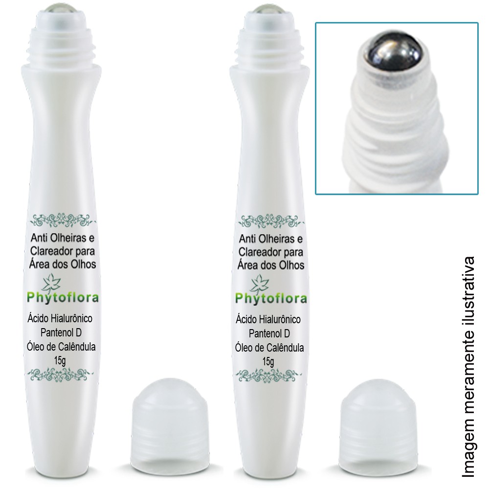 Kit 2 Anti Olheiras Sérum Com Acido Hialurônico para os Olhos, clareia e dimunui as bolsas, com esfera massageadora, 15g