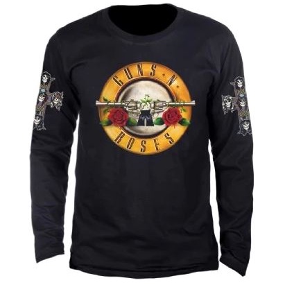 Camiseta Manga Longa Guns N' Roses Bullet Logo  Produto Oficial Stamp