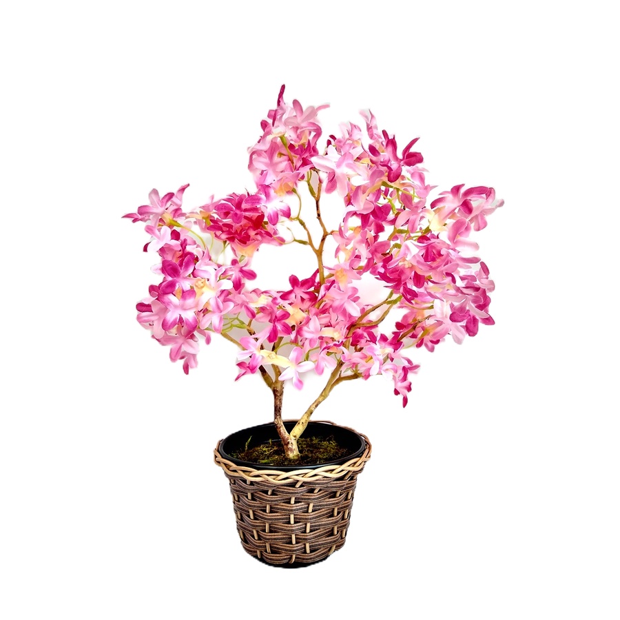 Planta Artificial Mini Árvore Bonsai Jasmim Rosa No Vaso | Shopee Brasil