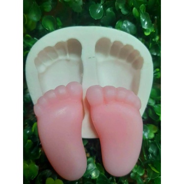 Molde Forma Silicone Sabonete - Par Pezinho Bebe M - 2 Cav