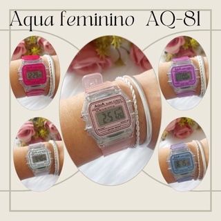 Relógio Aqua feminino digital Q-81 original a prova d