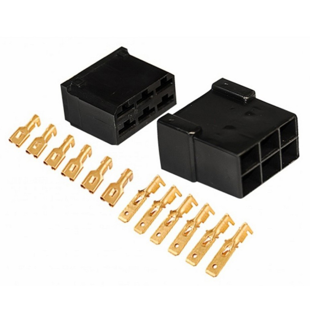 Kit 10 Conector 6 Vias Permak Preto Tipo Tomada Com Terminais Plugs Macho e Fêmea Completo 35/N