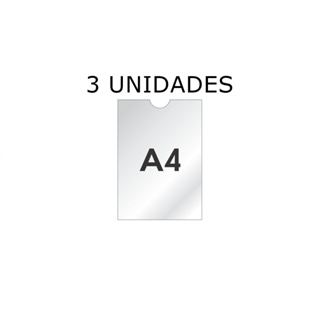 Kit com 3 Display Expositor Suporte Acrilico tamanho A4 de parede ou porta com fita dupla face em Oferta na Shopee