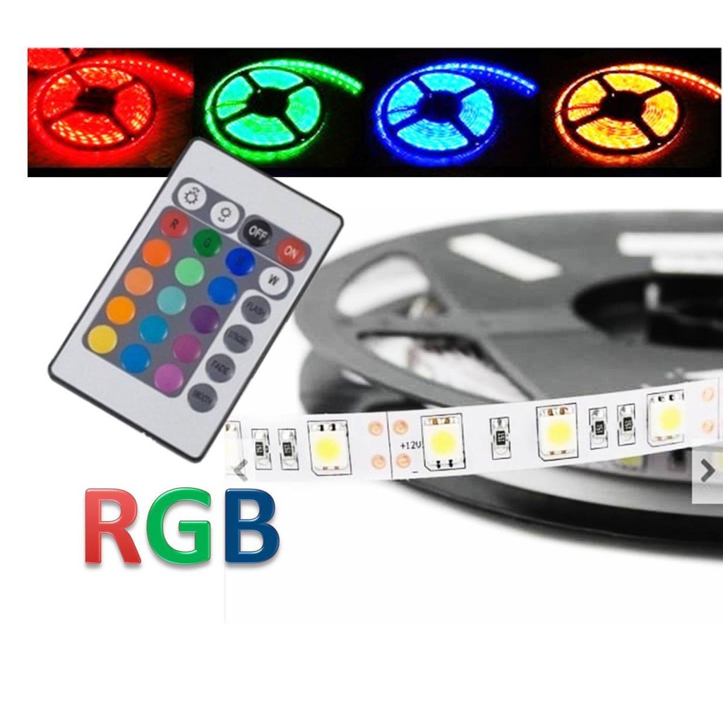 Fita Led Rgb 5050 Rolo 5m 300 Leds Prova D'água + Controle com fonte