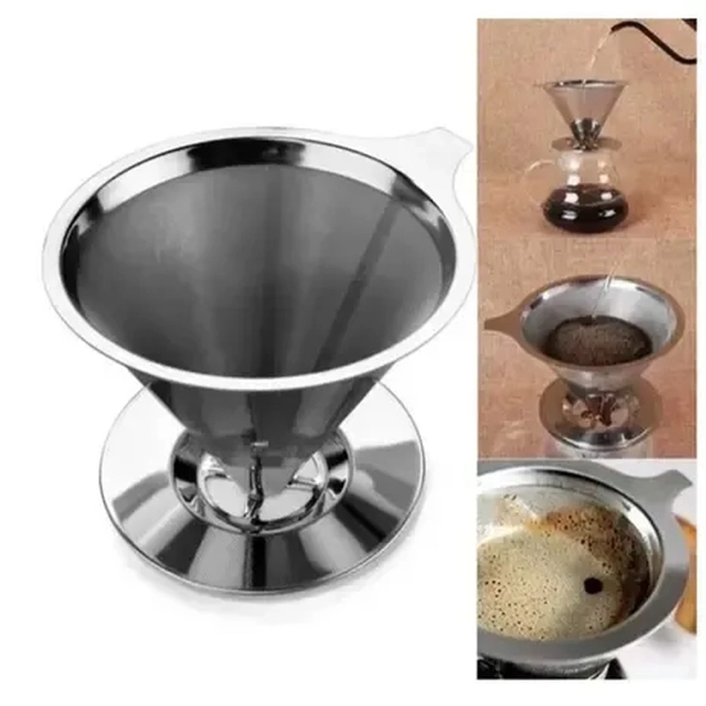 Coador Filtro Café Aço Inox Reutilizável Sem Filtro Tamanho 103