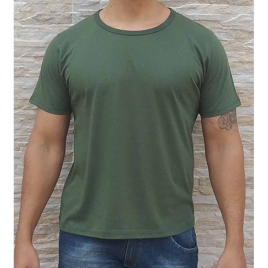 Camiseta Premium Verde Musgo Básica Confortável Camisa Masculina para ...