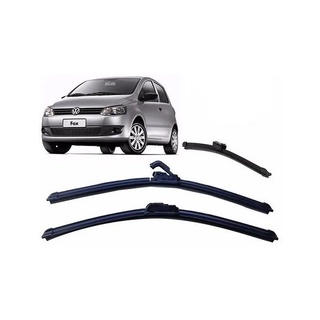 Kit de 3 Palhetas para Limpador de Parabrisa Dianteiro + traseiro para Vw Fox 2010 2011 2012