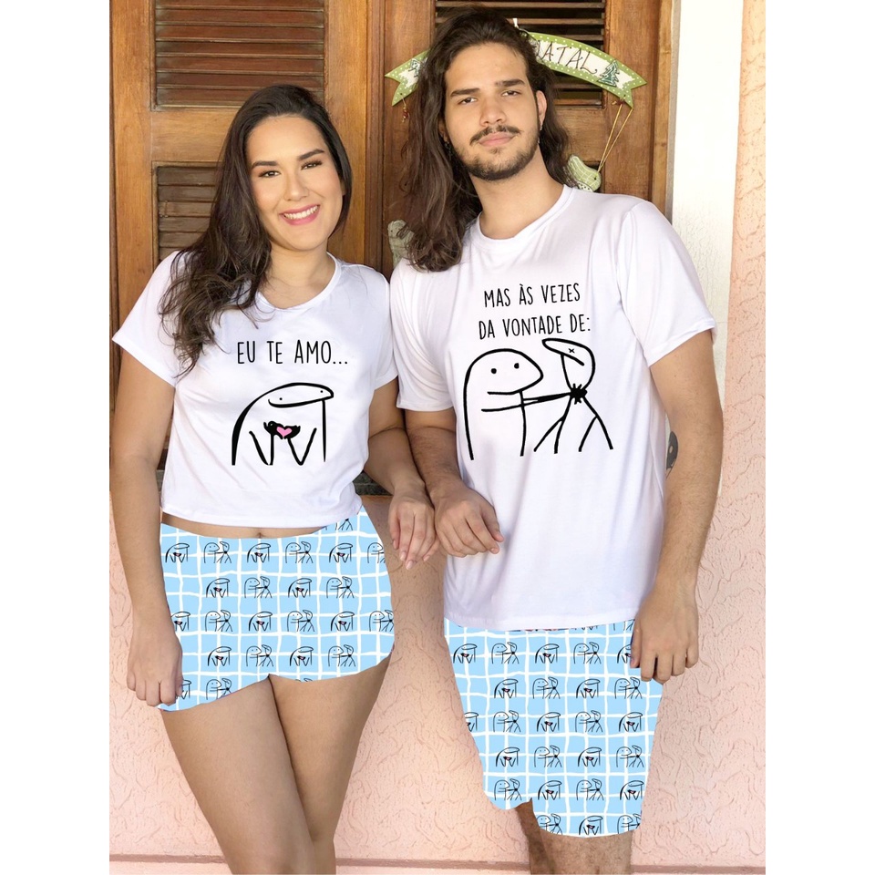 Kit Pijama Casal - Florks - Eu Te Amo