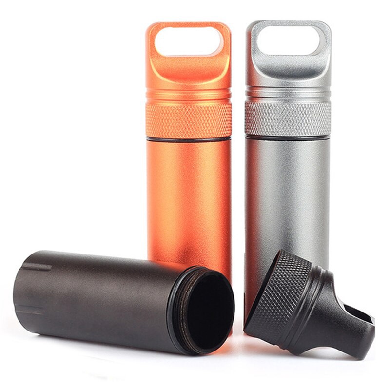 Outdoor tools Waterproof Aluminum Medicine Box Keychain EDC Sealed Bottle Outdoor camping accessories