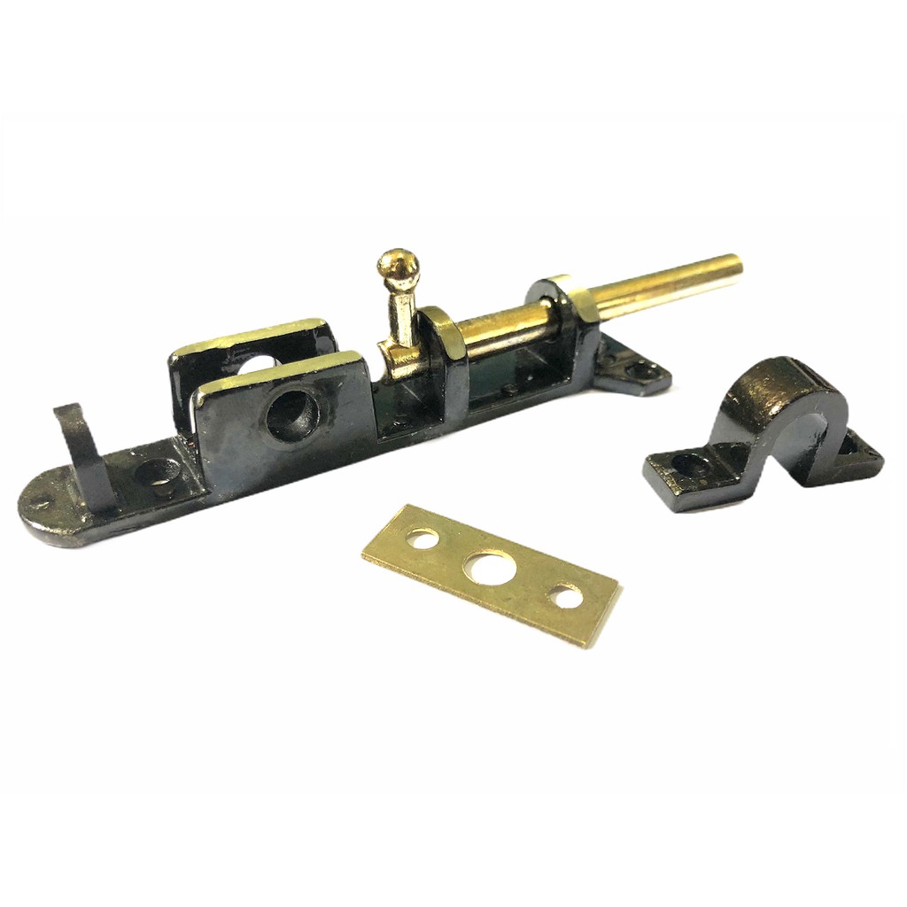 Ferrolho Trinco Fecho Jemae Zamac Latonado Oxidado 12cm Kit Com 5 peças completo