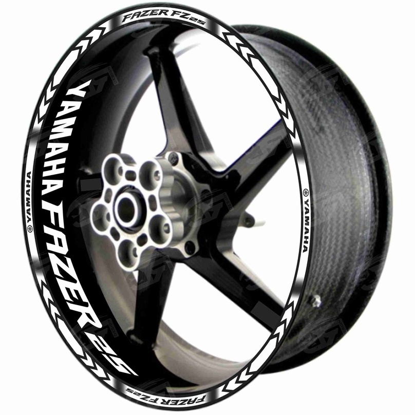 Adesivo Friso Refletivo Roda Moto Yamaha Fazer 250 Fazer 25 + Adesivos Internos M01 branco
