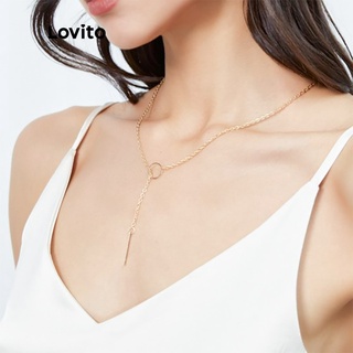 Lovito Colar Básico com Clavícula Geométrica Simples Círculo Vazado em Forma de Pingente A07003 (ouro/prata)