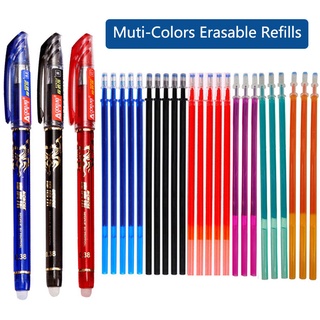 Pacote De 2pcs 0,5mm Esferográfica Gel Apagável Conjunto De Refil De Caneta Preto/Tinta Azul/Material Escolar