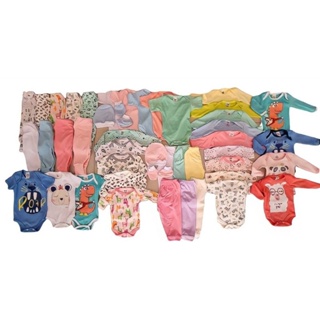 kit enxoval body mijão touca e meia 24  ou 12 peças bebê menino e menina Algodão em Oferta na Shopee