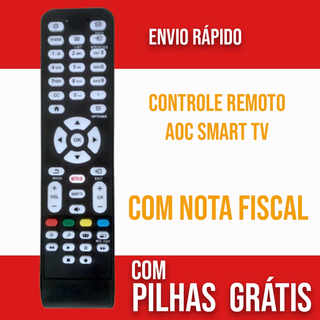Controle Remoto para Tv Aoc com Tecla Netflix