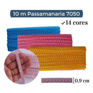 10 METROS Passamanaria 9 mm, Diversas Cores, Aviamento para Artesanato e Costura, Sianinha São José 7050