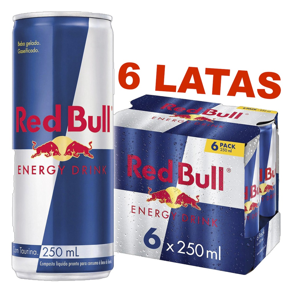 Red Bull Drink Energético Caixa com 6 Latas Original 250ml 1 Unidade ...