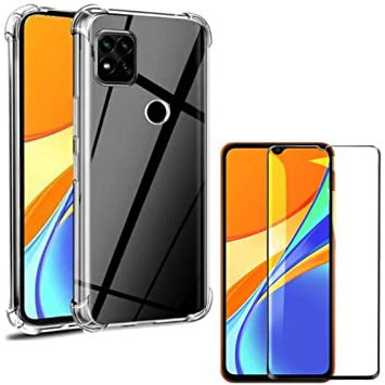 Kit 2X1 - Xiaomi Redmi 9C - Pelicula Frontal Vidro 3D + Capa Transparente Silicone Anti Impacto
