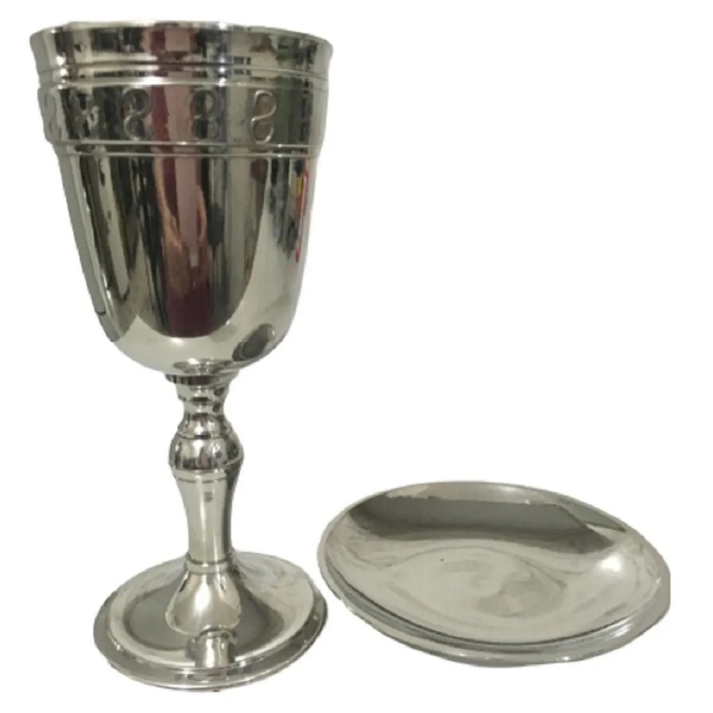 Cálice 16 cm E Patena 10cm Em Estanho Para Consagração Objeto Litúrgico Religião  Hóstia Igreja Padre