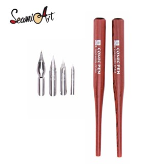 SeamiArt 4 Pçs Conjunto com 2 Pçs de Caneta Tinteiro 2 Pçs de Ponta/Pena para Caligrafia/Desenho de Anime/Quadrinhos em Oferta na Shopee