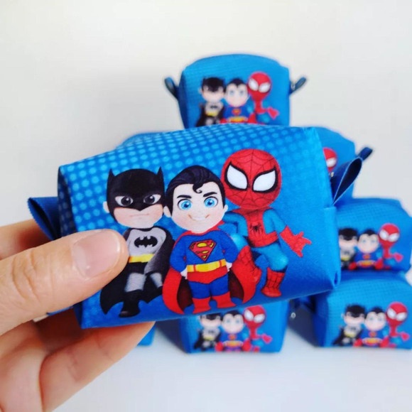 Kit c/10 Porta moeda box Personalizado Homem Aranha Superman Batman Lembrancinha de Aniversário