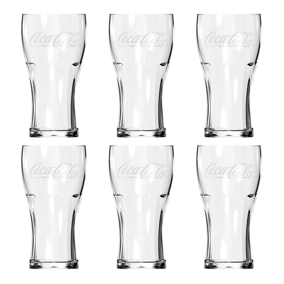 Jogo De Copos Coca Cola Vidro 470ml Contour Nadir 6pcs
