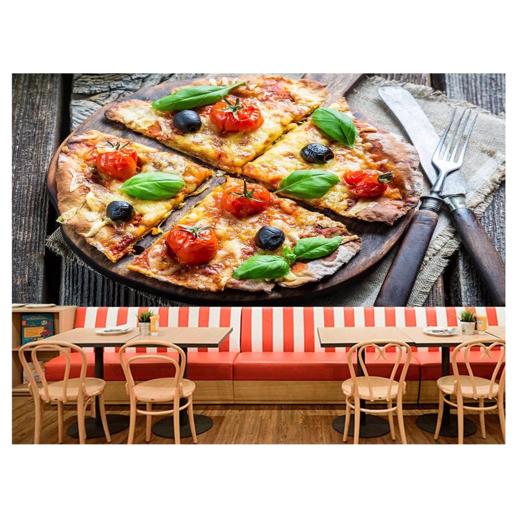 papel de parede Alimento Pizza Queijo 3D 10m² AL139