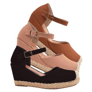 Anabela Salto Alto Boneca Macerata Espadrille Sola Corda Fechado em Oferta na Shopee